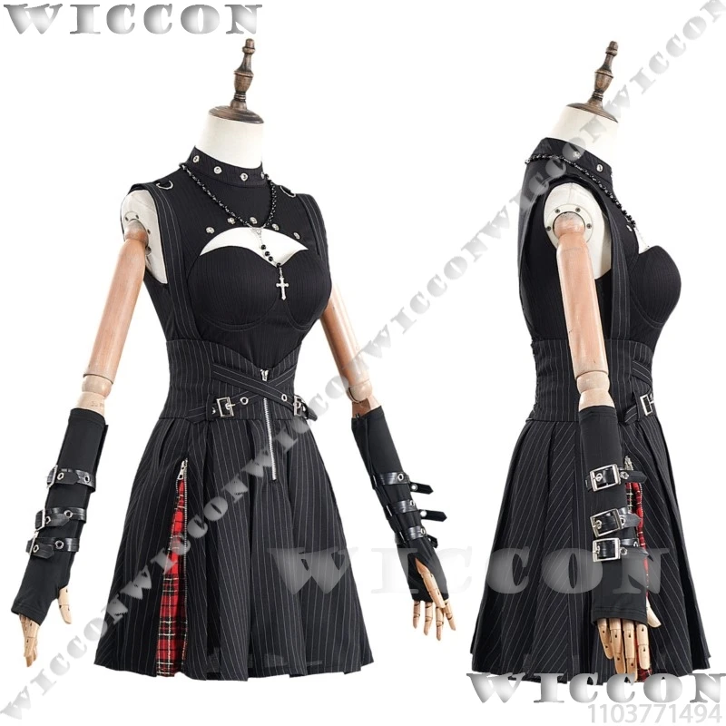 MisaMisa أنيمي الموت تأثيري غير القوطية Y2K فستان أسود شقراء طويلة شعر مستعار الدعامة Jirai Kei فتاة امرأة الزي هالوين مخصص
