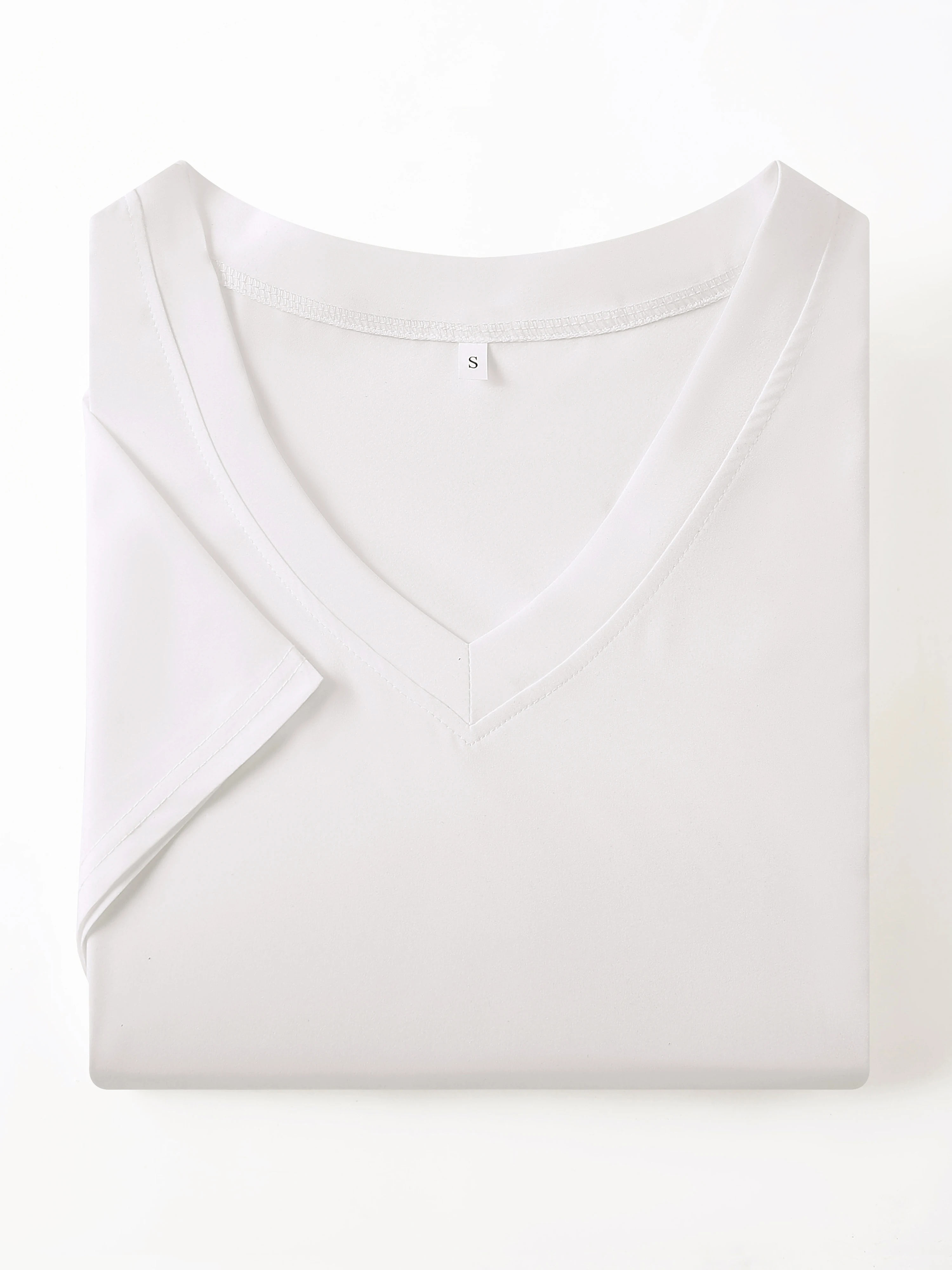 Solide V-Ausschnitt Peeling Top elegante Mikro elastizität Uniform mit Patch Pocket Split Kurzarm perfekt für Frauen Krankens ch western – Detail 4