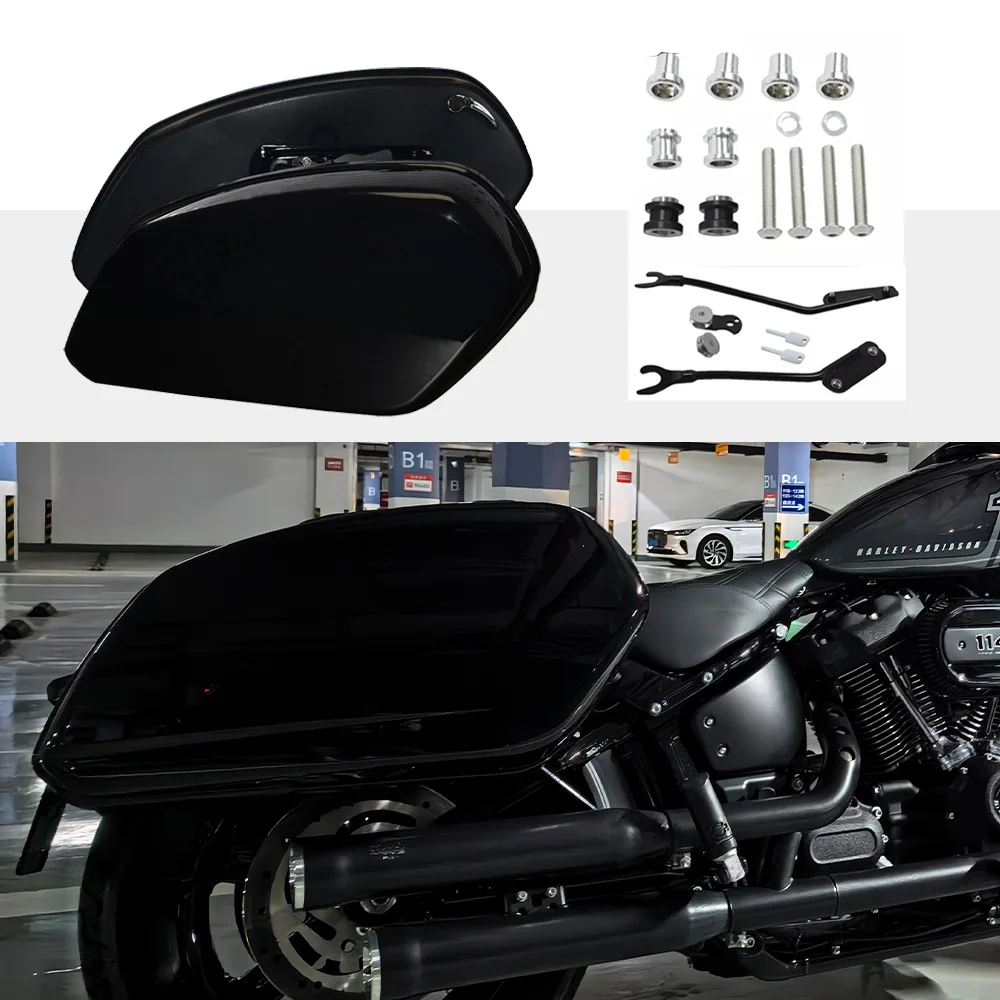 

Motorcycle Gloss Black Hard Saddlebags For Harley Softail Low Rider ST 2022-2024 FXRST 2022 Gloss Black