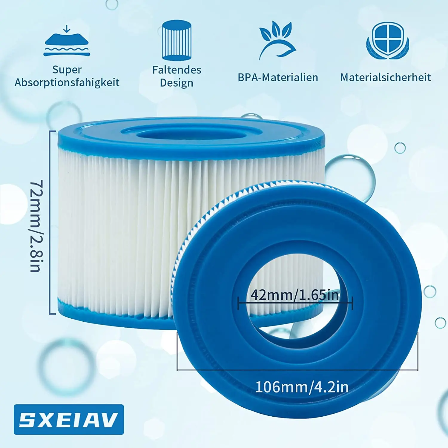 Filtro de Spa tipo S1 29011E para todos los Intex PureSpa 28429E, repuesto para cartucho de filtro de bañera de hidromasaje Intex 29001E, fácil juego de Spa para piscina