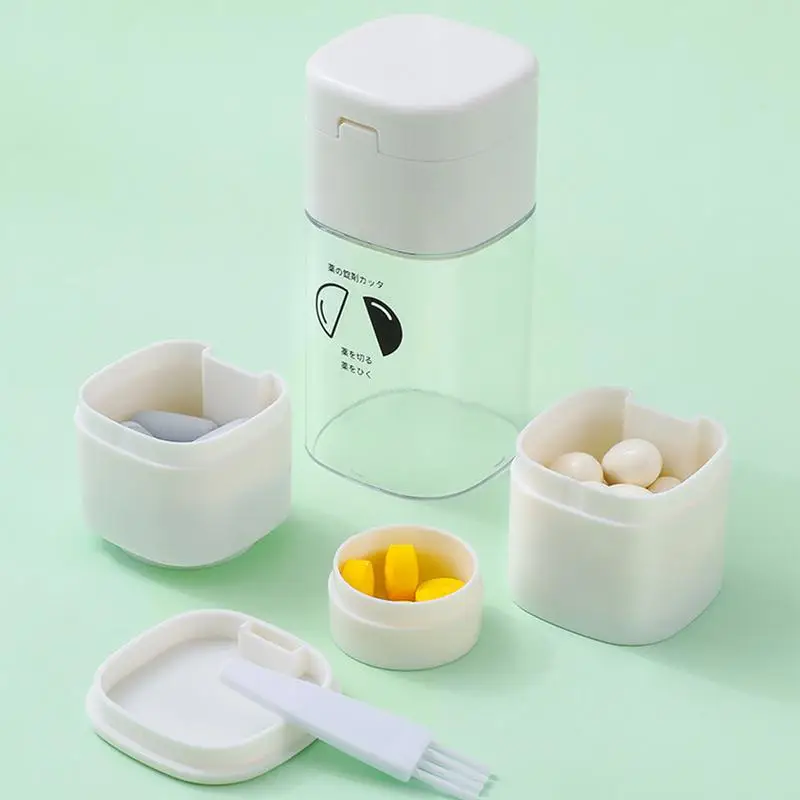 Tablet Cutter Pill Splitter 5-in-1 Small Pill Smasher And Medicine Cutter Compact Pill Breaker Slicer Divider With Dispenser