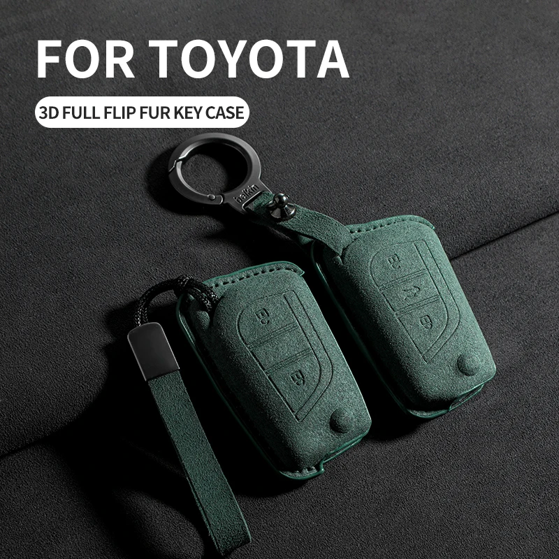 Suede Car Key Case Cover Shell Fob For Toyota Aygo Yaris Highlander Corolla Camry RAV4 Levin Reiz Hilux Car Keychain Accessories
