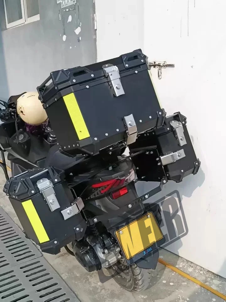 Motorcycle Universal Aluminum Alloy Side Box 35L with Side Box Bracket DIY Quick Detachable Safety Lock for Honda