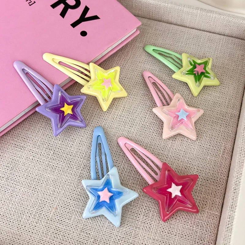 

UXSL Sweet Cute Colorful Stars Hair Clips For Girls Lovely BB Hairpins Hair Decoration Pentagram Barrettes Kids Hair Accessories