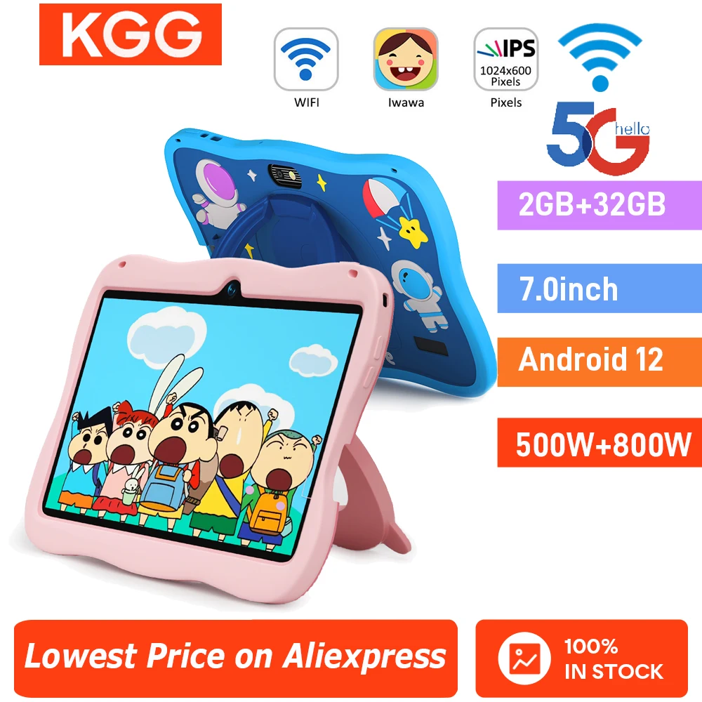 

2025 Kids Tablet 32GB 7'' Android 12 Tablet Toddler 5G WiFi Dual Camera Educational Learning Toys Games Music Children Gifts