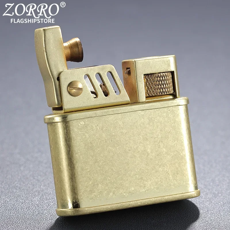 Zorro Winter Light Rotary Ejection Grinding Wheel One Button Ignition Brass Wind Break Kerosene Lighter Smoking Accessories