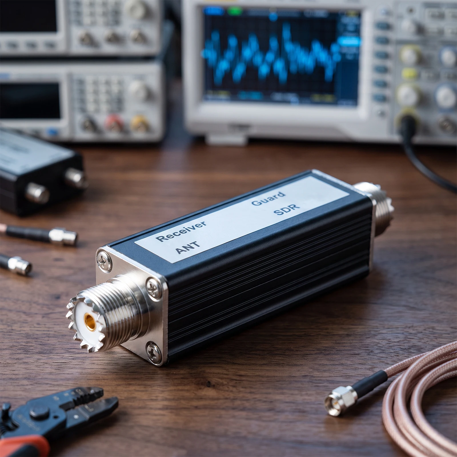 SDR Receiver RF Front End Protector Shortwave Radio UHF Connector Surge Guard Aluminum Alloy Electromagnetic