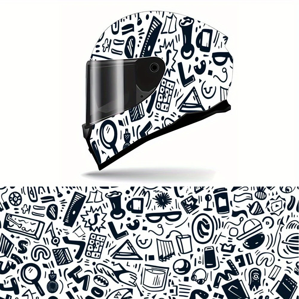 

Personalized Geometric Full Face Helmet Vinyl Wrap Sticker, Waterproof Scratch-Resistant Self-Adhesive PVC Decals, Artistic Aest
