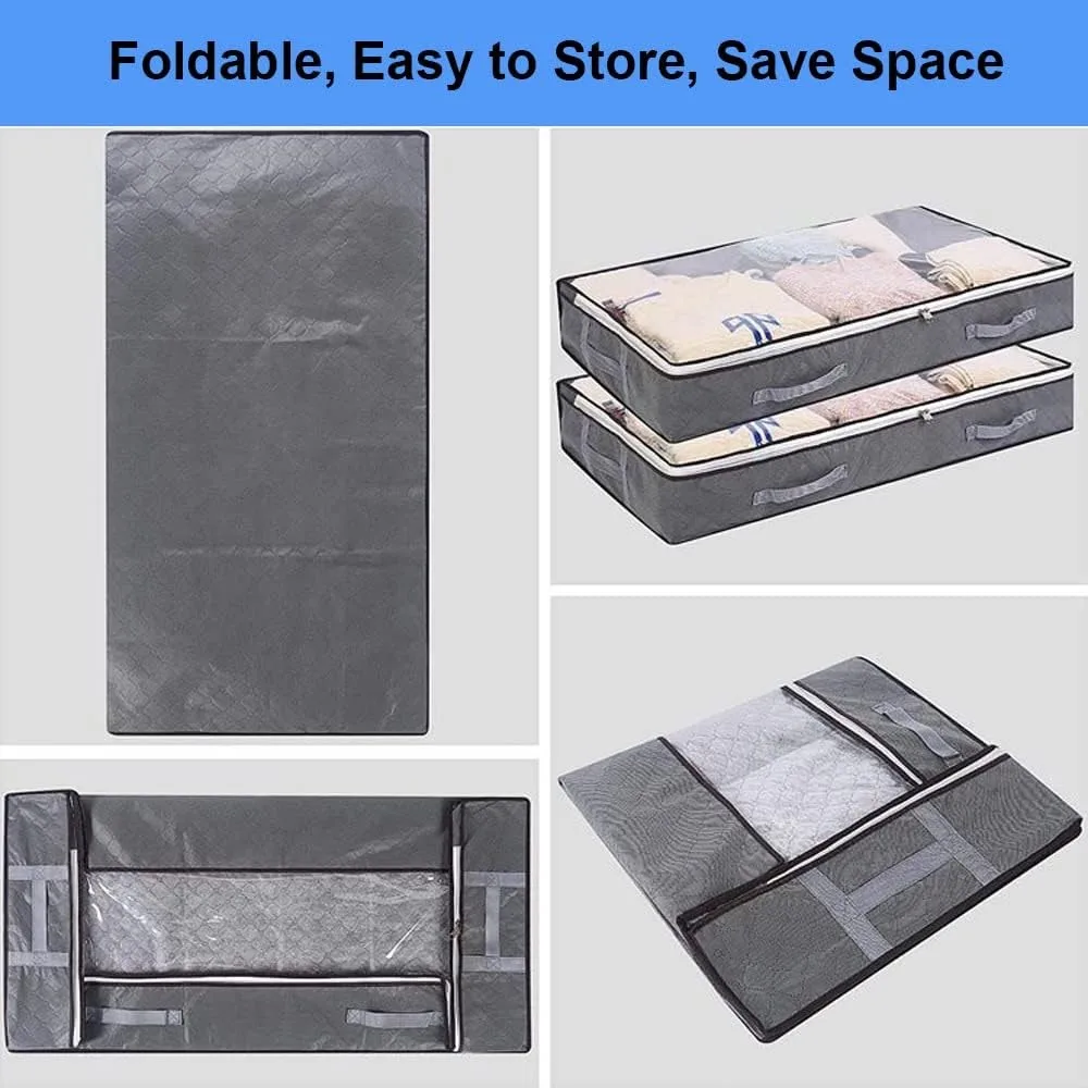 Underbed Storage Bag Foldable Quilt Clothes Storage Bag Large Capacity Dustproof Toys Bags Moisture Dust Proof Proof Organizer