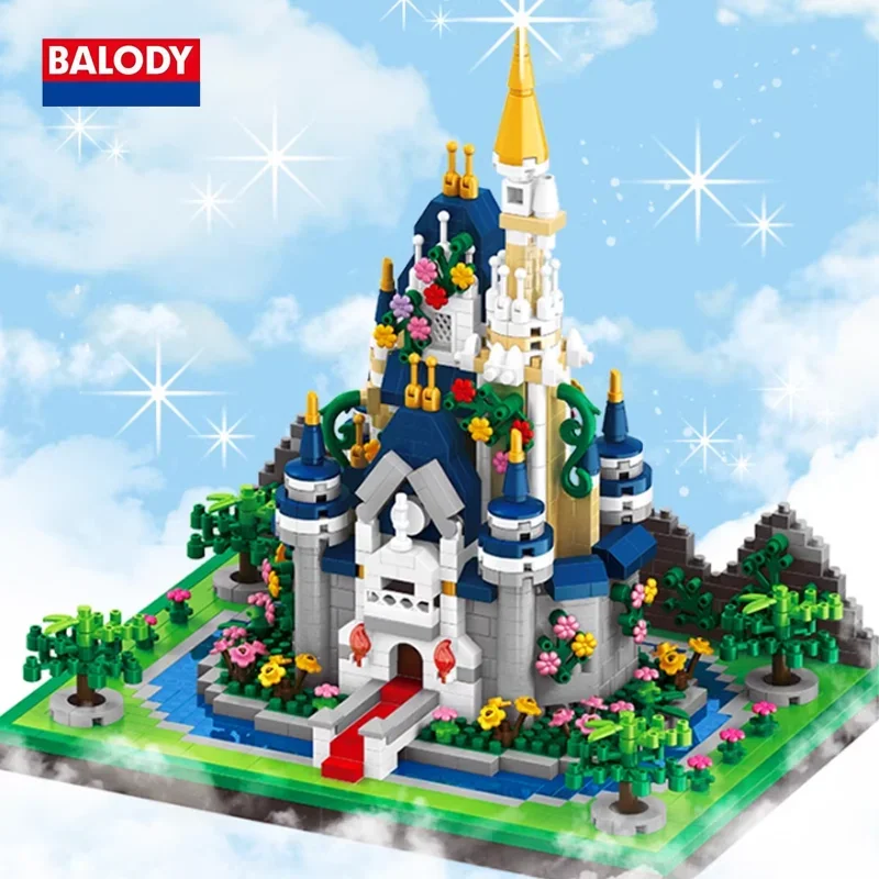 BALODY Fantasy Fairytale Castle Series Puzzle Block Maiden Heart Luxury Tabletop Decor Collect Toys Children Christmas Gift