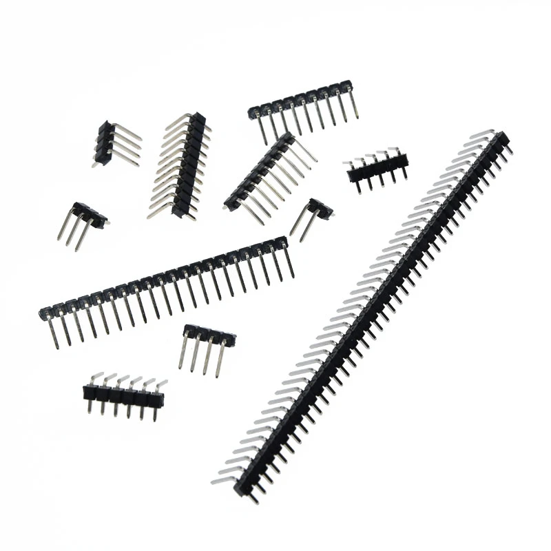 10Pcs R/A 2.54mm Single Row Right Angle Male Breakaway PCB Board Header Connector Pinheader 1*3/4/5/6/8/10/12/15/20/40 Pin