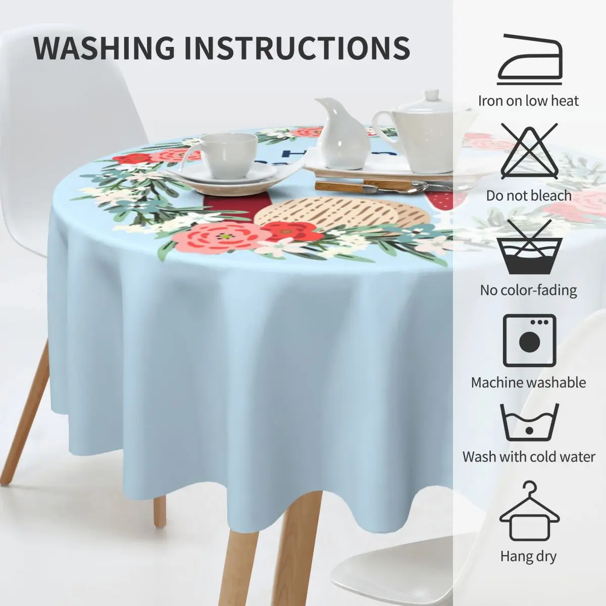 Tablecloth Jewish Passover Round Table Cloth Religious Holiday Table Cover Tablecloths Home Party Dining Room Table Decoration