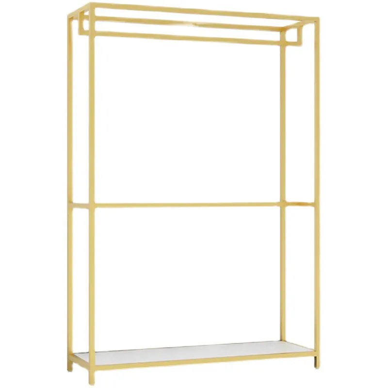 Golden wrought iron double-layer suit display rack Floor-to-ceiling women's clothing display rack Simple wedding dress special