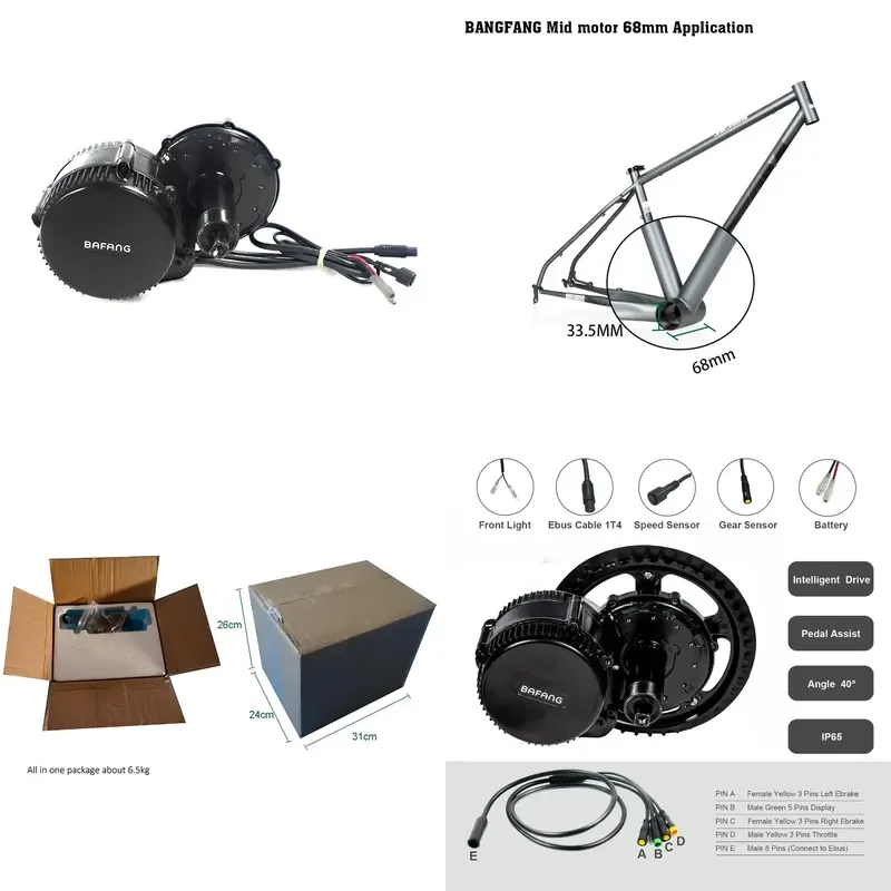 Ready to Ship Ebike Bafang 36V 48V 250W 350W 500W 750W 1000W Mid Drive Motor Electric Bike Conversion Kit