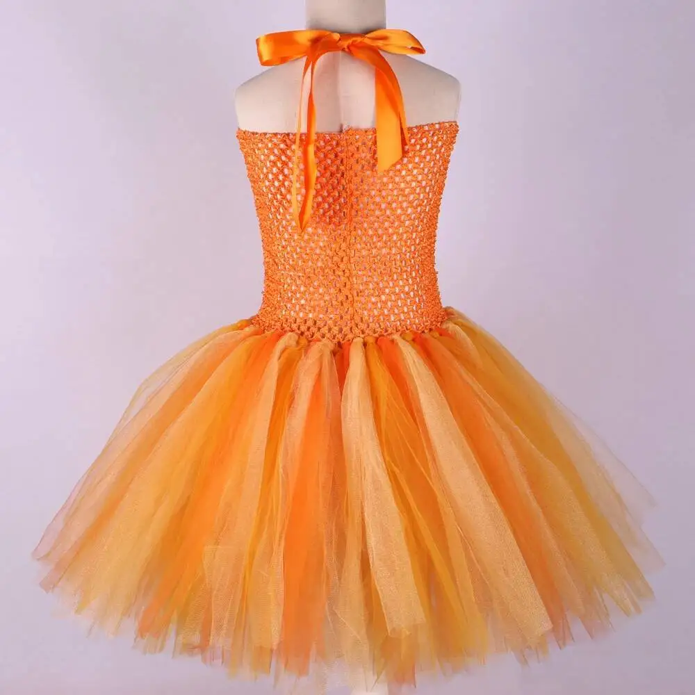 فساتين فتاة الزهور الذهبية البرتقالية للأطفال خريف الخريف أزياء الهالوين الأميرة اصطف تنورات قصيرة الأطفال ملابس حفلات أعياد الميلاد
