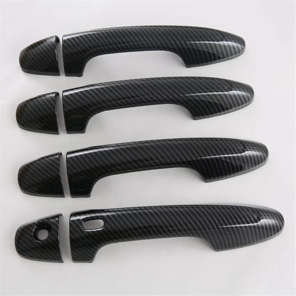 For Toyota Hilux Fortuner 2024 ABS Carbon Fiber Car Door Handle Cover Trim Decoration Accessories Single Hole