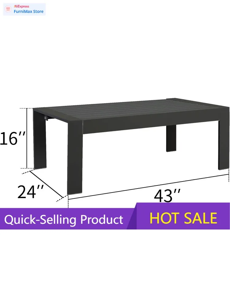 Limited-time promotionPromotionOutdoor Coffee Table, All-Weather Rectangle Metal Patio Coffee Table Furniture for Balcony, Garde