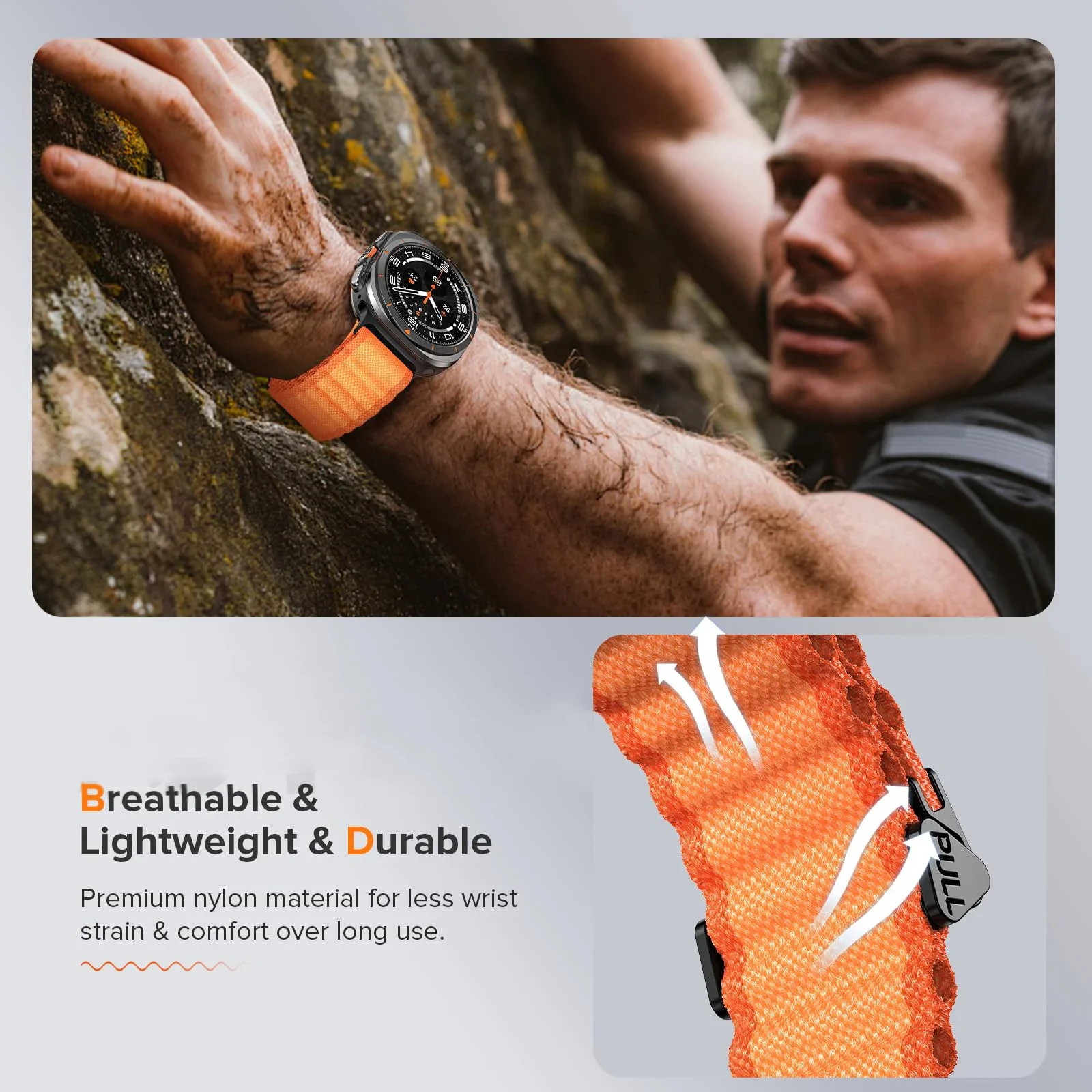 สายรัดไนลอนระบายอากาศแบบสปอร์ตสําหรับนาฬิกา Samsung Galaxy Ultra 47 มม. สายรัดข้อมือแบบปรับได้ใหม่สําหรับอุปกรณ์เสริมนาฬิกา Galaxy Watch Ultra