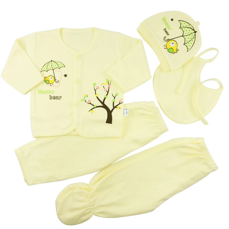 5 pcs/set Baby Set Newborn Cotton Newborn Infant Cartoon Suit Baby Clothing
