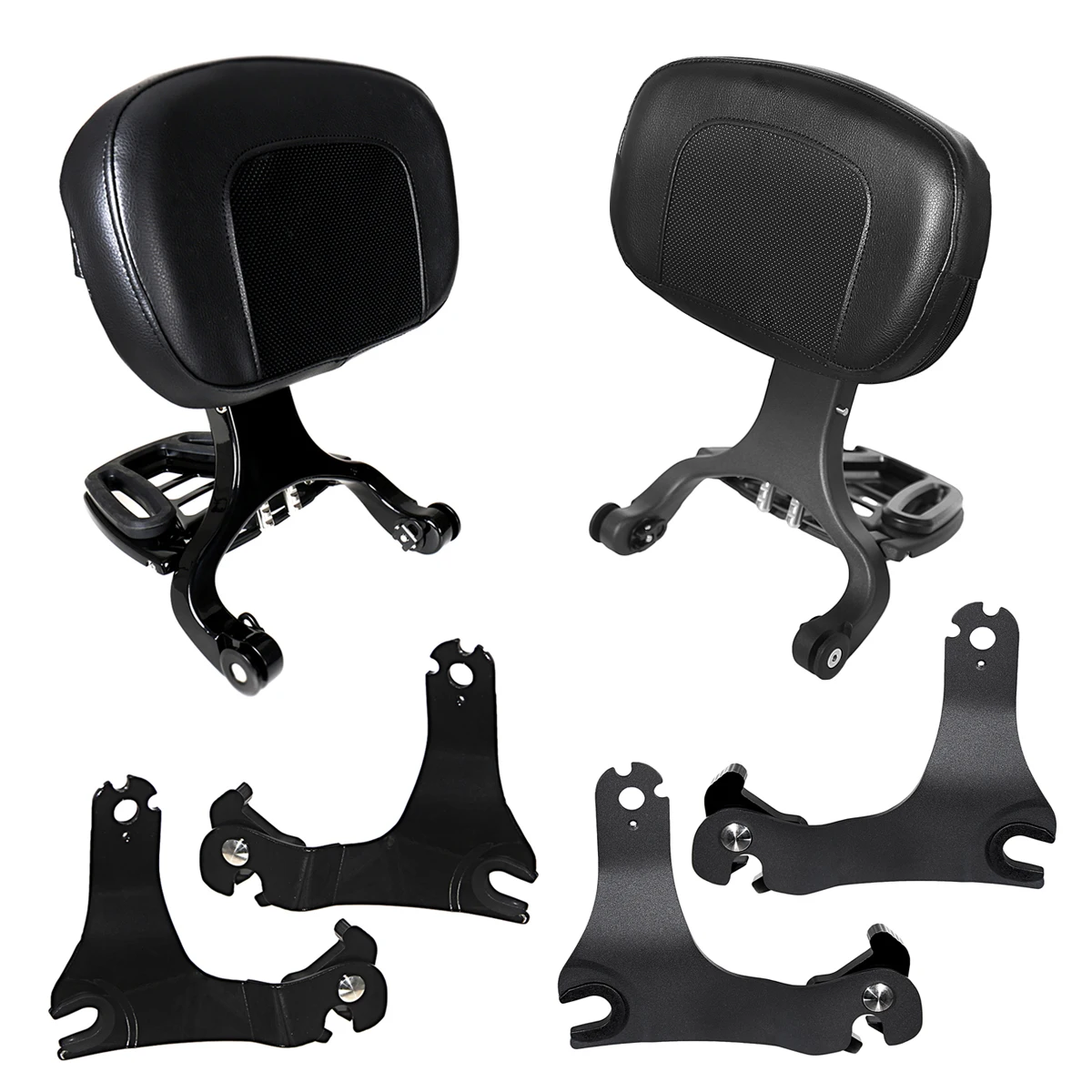 Motorcycle Black Quick Release Driver Passenger Backrest Kits For Harley Touring Street Glide FLHX Road King 2014-2024