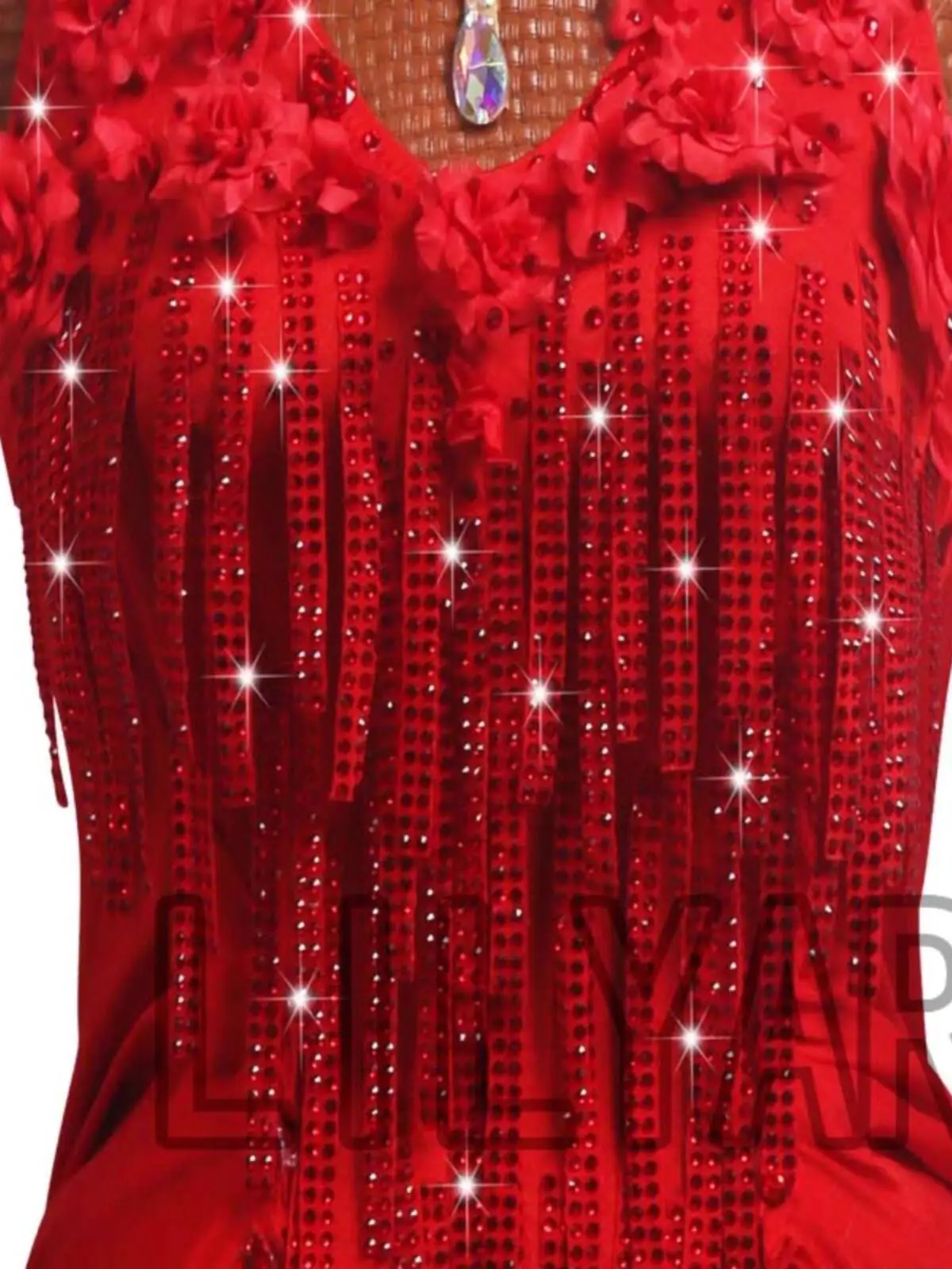 Rok Rumbai Cha Tari Latin Baru untuk Anak-anak dan Dewasa, Rok Tari Denim, Kostum Pertunjukan Disesuaikan Rumba, Rok Merah