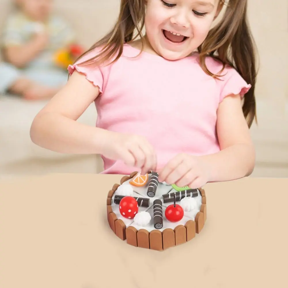 Gâteau d'anniversaire magnétique, maison de jeu interactive, jouets de cuisine en bois pour enfants, jeu de simulation exquis