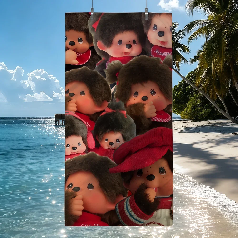 Fashion M-Monchhichi-M Towel Sports Quick Dry Travel Camping Sandproof Soft Light Large Beach Towel