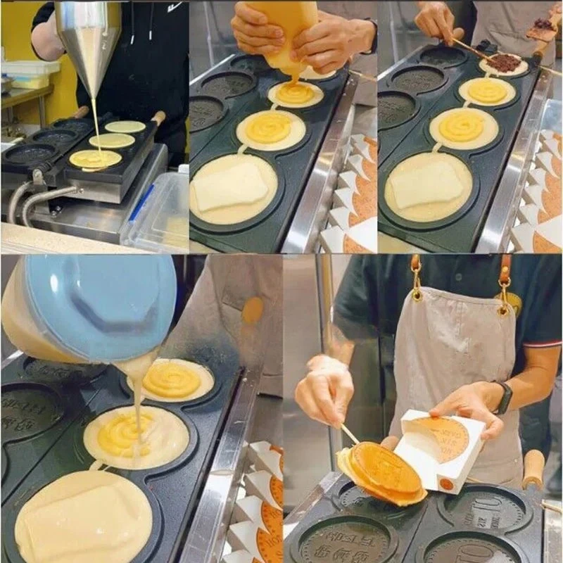 Commercial Korea Coin Scones Waffle Maker 3pcs Gold Coin Waffle Machine