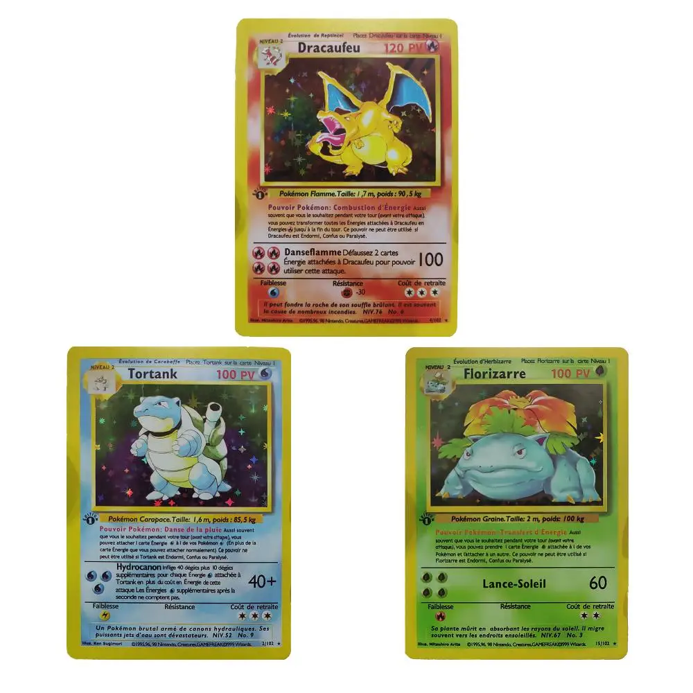 1996 lat PTCG karty Flash francuskie DIY pierwsze wydanie karty Charizard ilustrator klasyczna gra karty kolekcja Anime prezenty zabawki