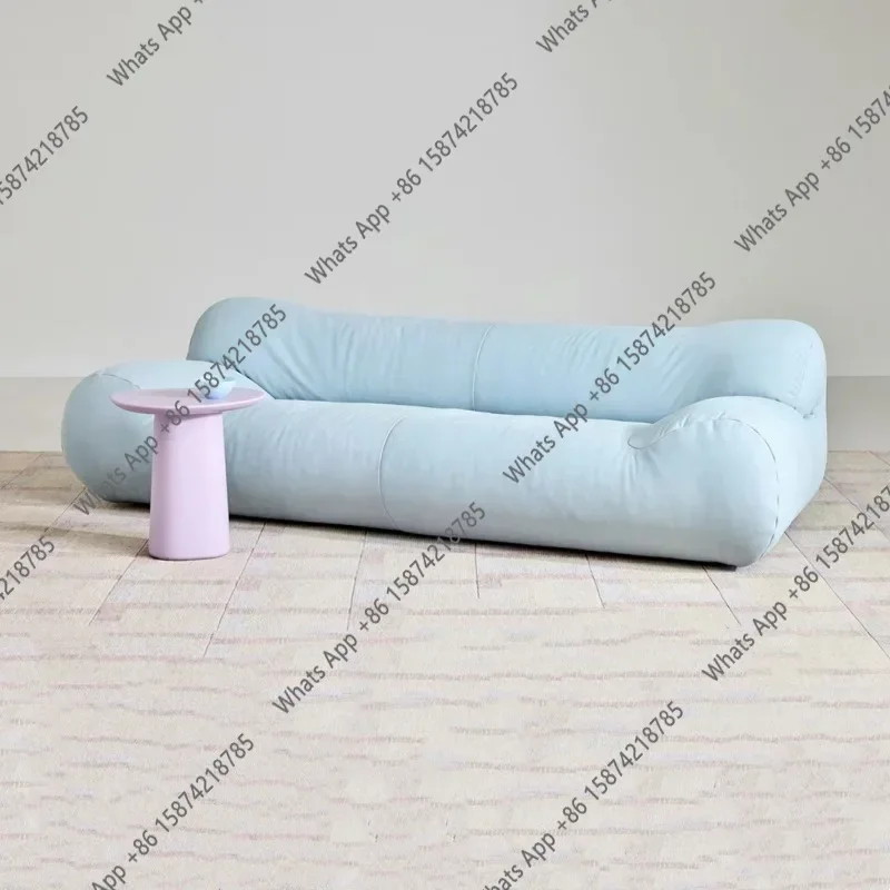 X Cream Blue Three-person Small Apartment Lazy Wind Marshmallow Cloud Sofa ComfortableBJ