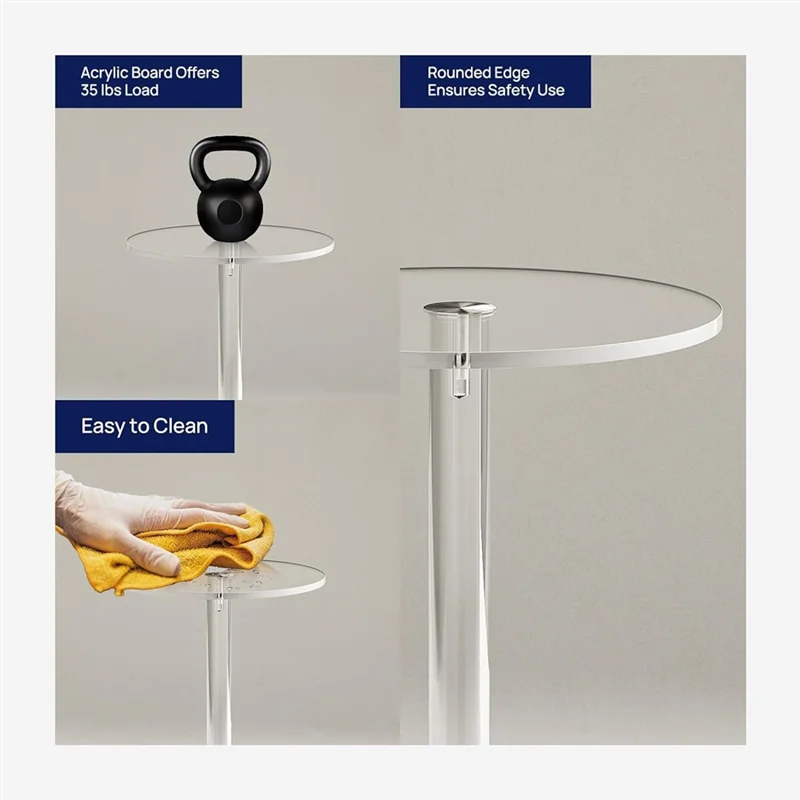 โต๊ะกาแฟอะคริลิคใส โต๊ะวางเครื่องดื่มทรงกลมเล็ก โต๊ะข้างเตียง โต๊ะข้างโซฟา โต๊ะอะคริลิค ของตกแต่งบ้าน