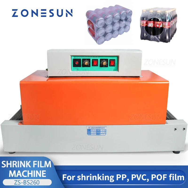 

ZONESUN Automatic Shrink Tunnel PVC Film Shrinking Heat Sleeve Plastic Packing box tableware food sealler strapper tool ZS-BS260