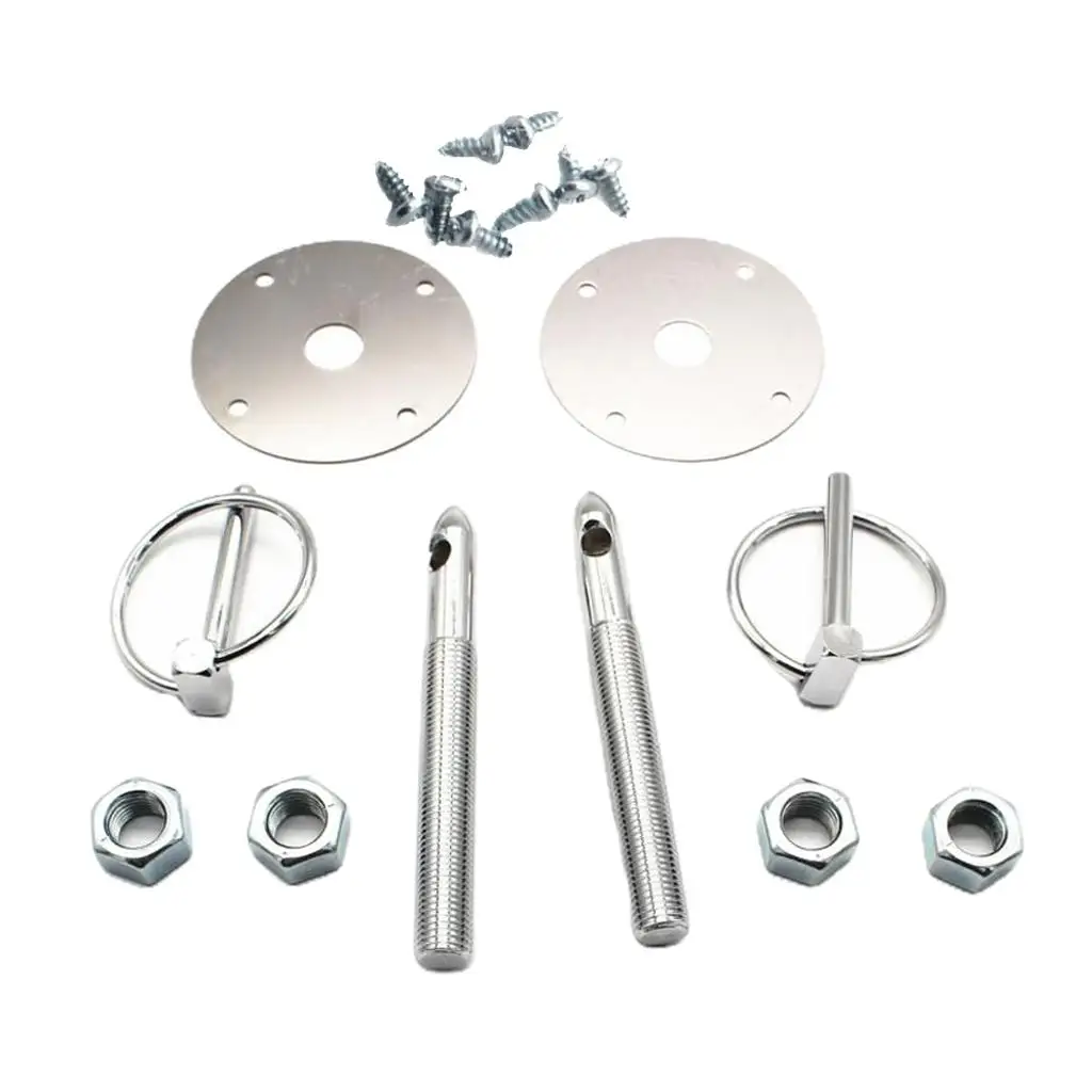 

Universal Alloy Hood Latch Pin Assembly Chrome Bonnet Lock Kit Automotive Tuning Accessories for Car Exterior Protection