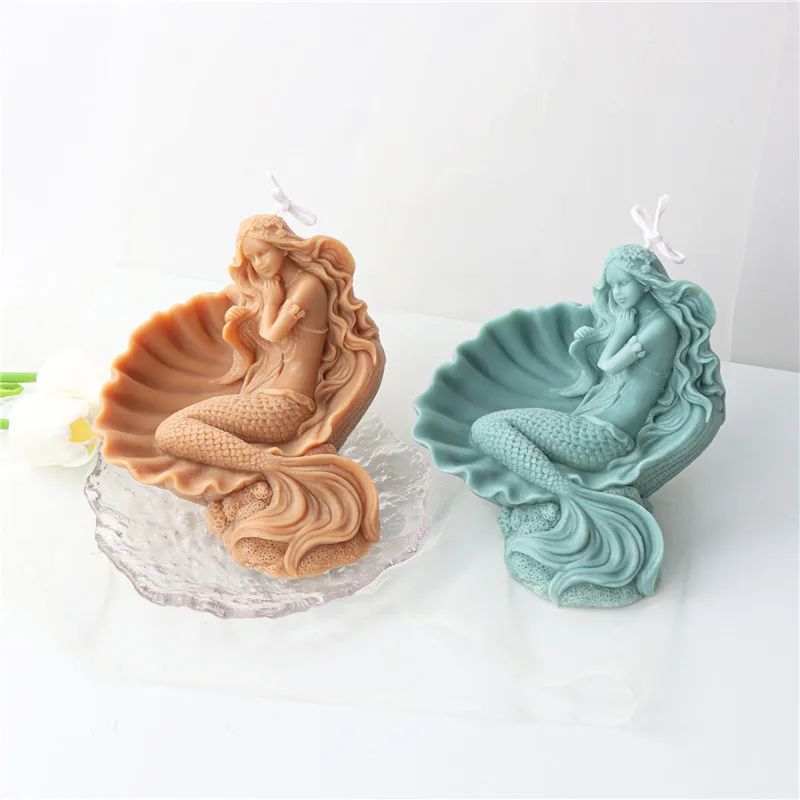 

Shell Mermaid Silicone Mold Gypsum form DIY Handmade Aromatherapy Candle Ornaments Handicrafts Soap Mold Hand Gift Making