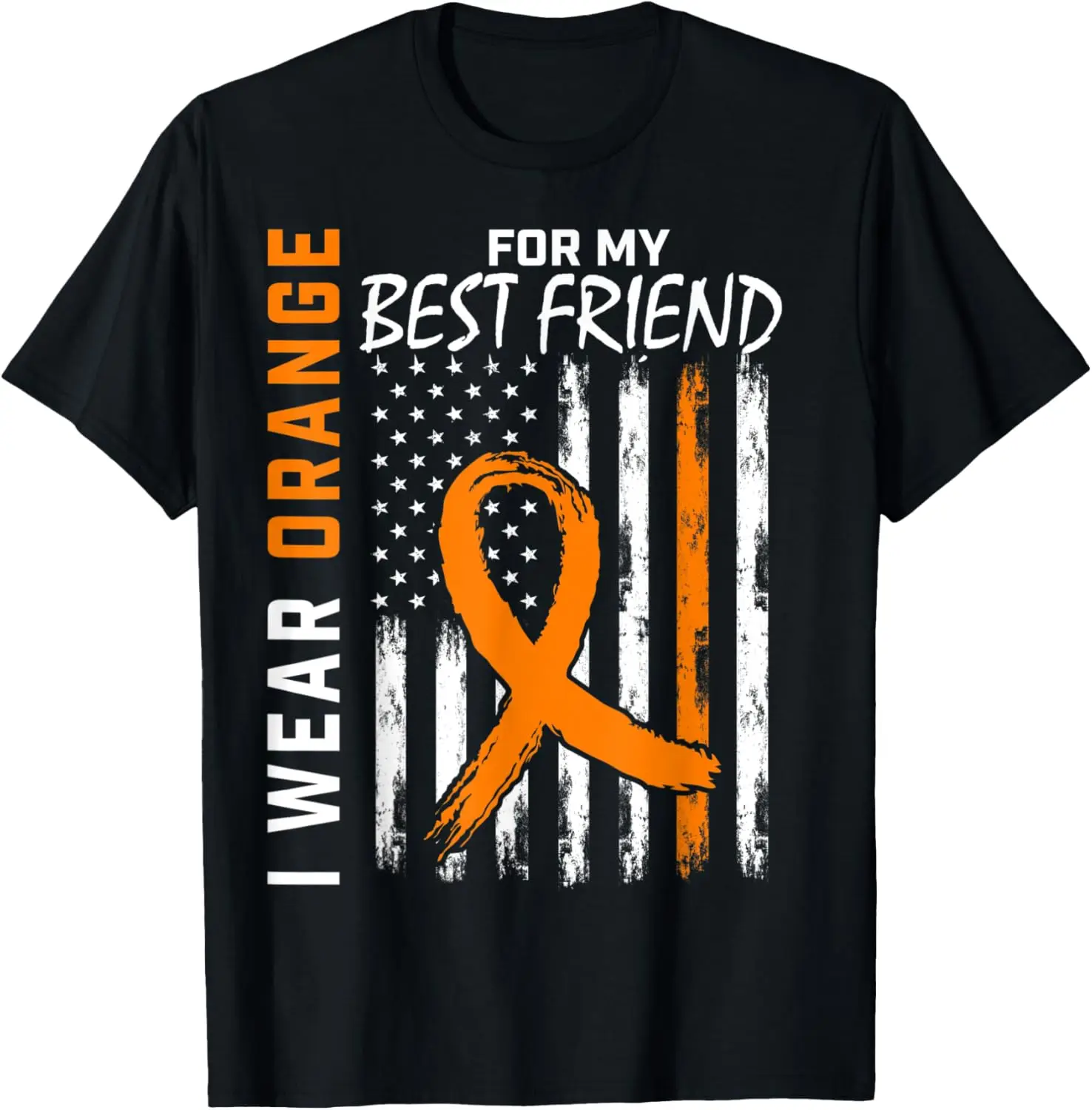 

Orange For My Best Friend Leukemia Awareness Flag Graphic T-Shirt