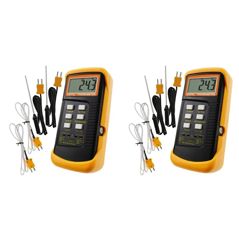 AA73 2 Set Precise Temperature Measurement Monitoring Heat Meter With 8 Thermocouples Probes Sensor K Type