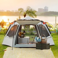 5-8 Person Outdoor Folding Tent Instant Pop Up Tent Portable Automatic Waterproof Camping Tent with Canopy for Hiking Picnic New