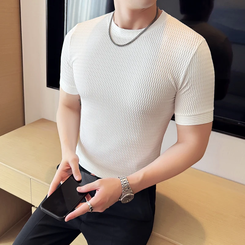 

Summer Men's T-Shirts Ice Silk Simple Round Collar Short Sleeve T Shirts For Man All Match Slim Fit Casual Tee Shirt Homme 4XL-M