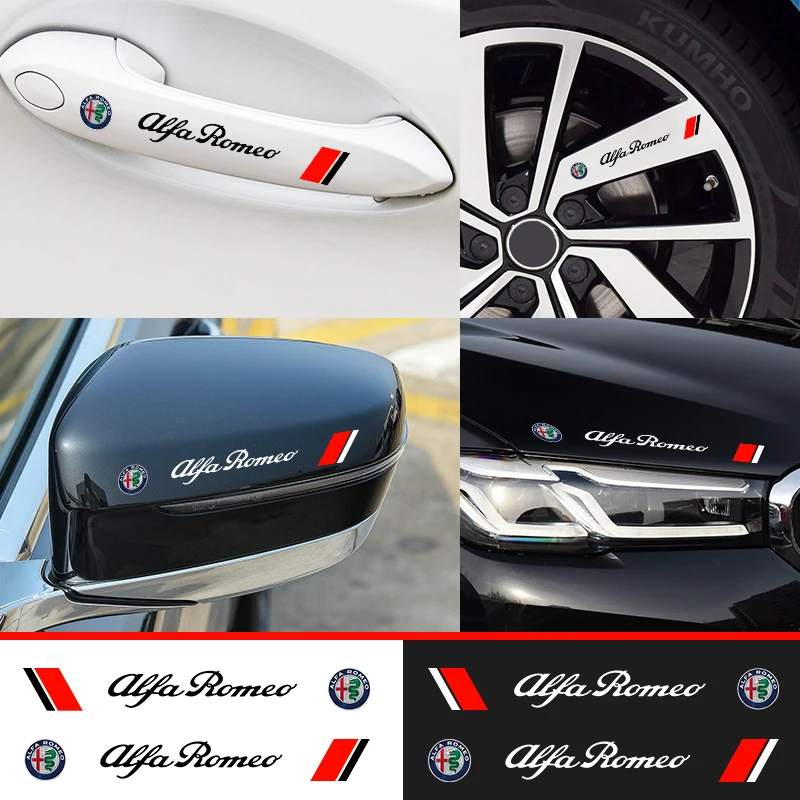 Car Styling Car Door Handle Decals Design Stickers Vinyls Decals For Alfa Romeo 159 Mito Stelvio Brera Spider Giulietta Giulia