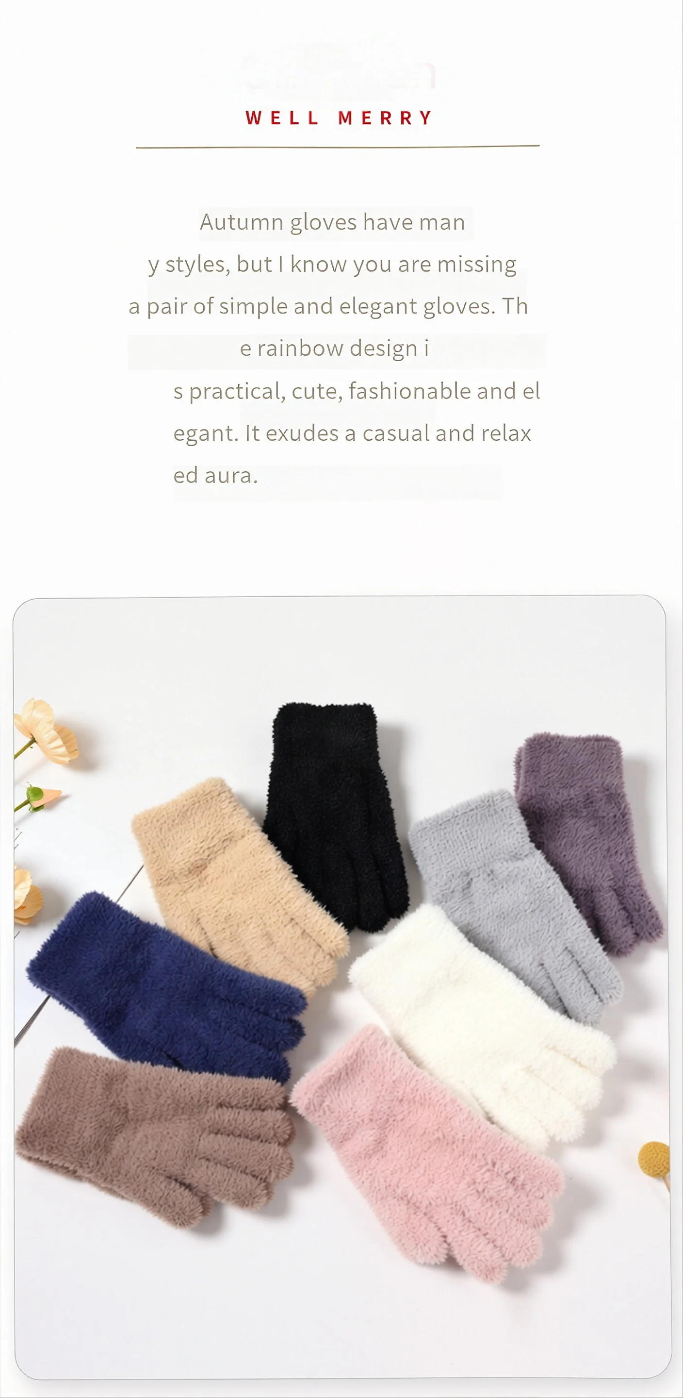 Fashion Winter Mink Velvet Five Finger Gloves Plush Warm Cold-proof Gloves Women Outdoors Cycling Thickened Cold-proof Gloves