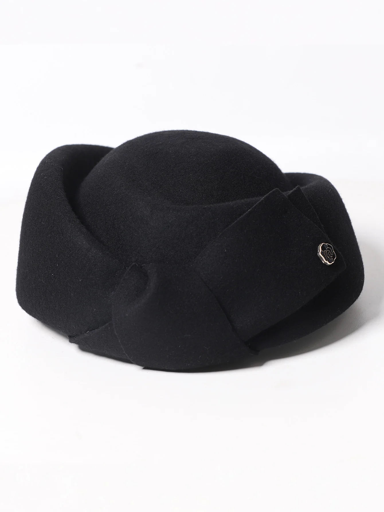 Black Church Hats For Woman Women Ladies Wool Felt Fascinator French Beret Formal Tea Party Dress Cocktail Hat With Bowknot