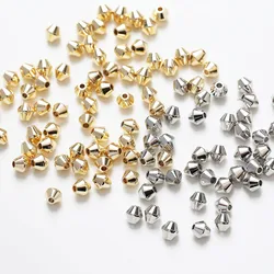 40PCS Diamond Brass Spacer Bead Beading for Jewelry Making Bracelet Bead Findings DIY Hand Made Necklace 14k Gold Plated 4*3.4mm