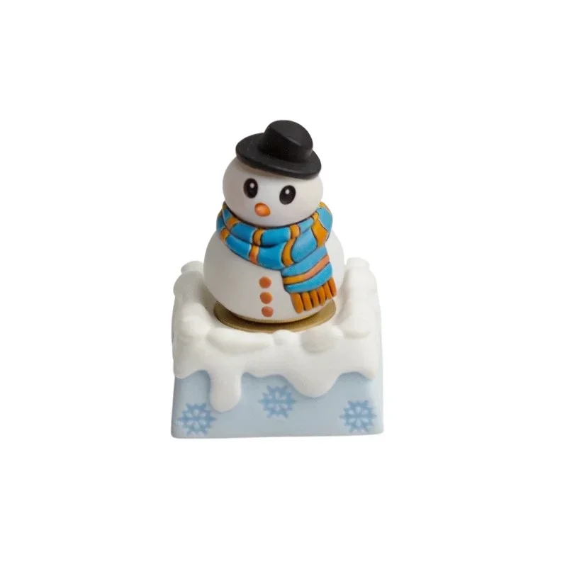 Christmas Theme Keycaps Resin Blue Christmas Tree/Snowman Custom Press To Rotate Creative Keycaps for Keyboard Christmas Gift