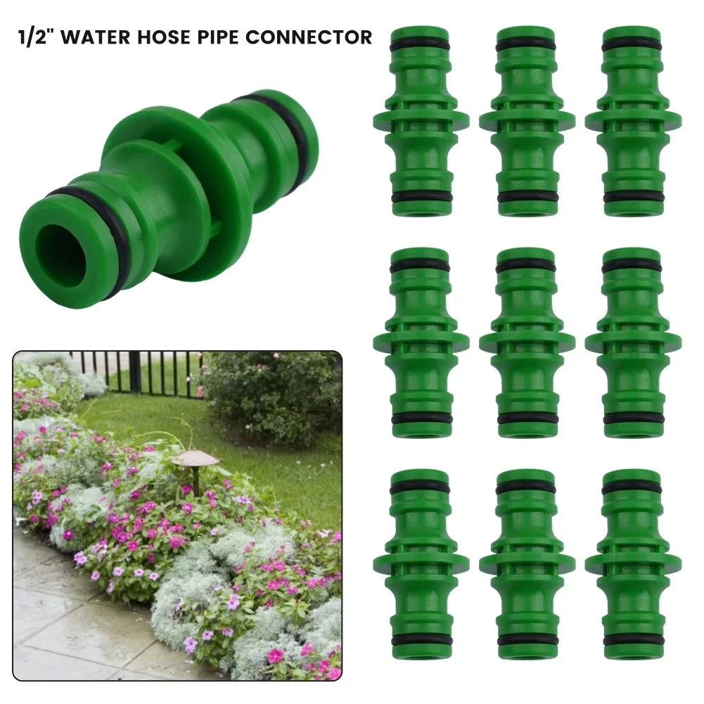 10 Pcs Hose Pipe Connector Double Male Plastic Quick Fix Click On Rubber O Ring Garden Watering Hose ABS Quick Connector