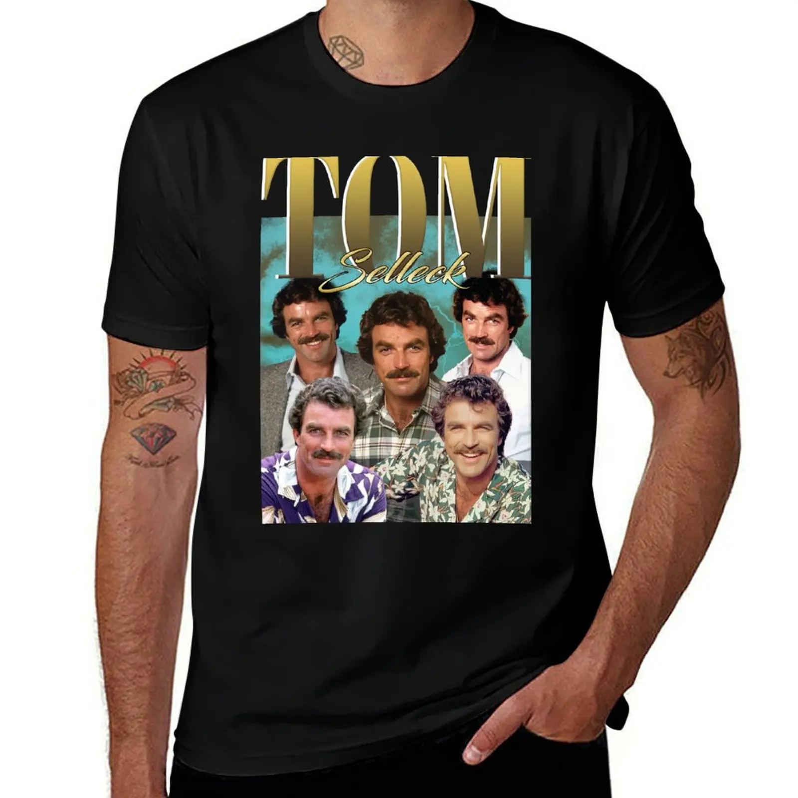 

t custom Retro shirts retro shirt man t designer shirt t Tom Selleck T-Shirt print man cotton