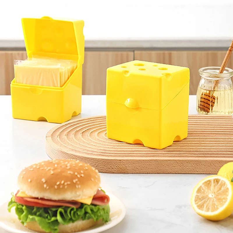 Cheese Storage Container Kitchen Accessories Plastic Cheese Shaped Refrigerator Slice Cheese Storage Box Kitchen Gadgets