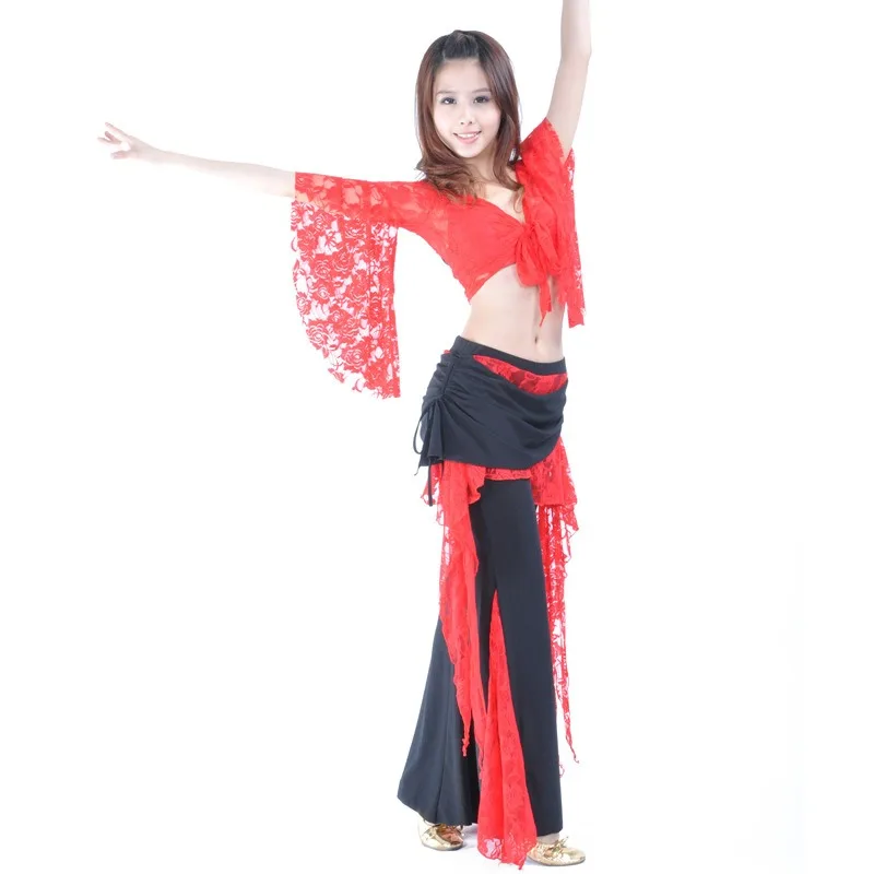 Belly Dance Performance Set Lace Pants Lace Top Oriental Dance Ethnic Dance Belly Dance Performance Set