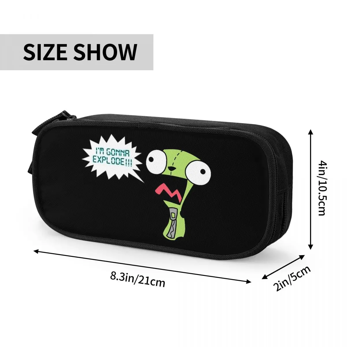 Cartoon Invader Zim Game Cartoon Movies Pencil Cases for Students Gifts Pen Box Pencil Bag Big Capacity Pencil Pouch