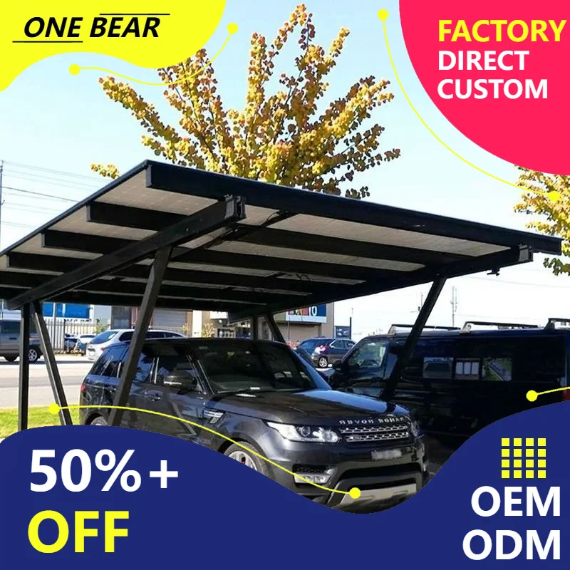 Any Size Custom Solar PV Carport Modern Eco Friendly Frame All Weather Resist Villa Outdoor EV Auto Parking Firm Shelter