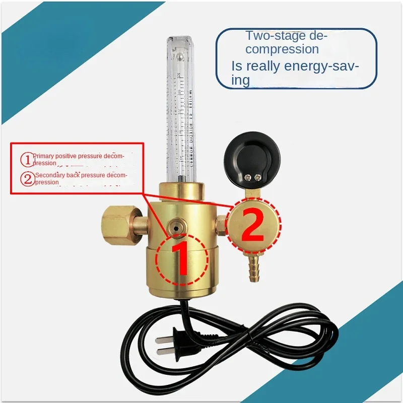 

All Copper Accessory Dual Pressure Reducing Carbon Dioxide Gas Meter CO2-316 Dual Tube Heating And Pressure Reducing Device